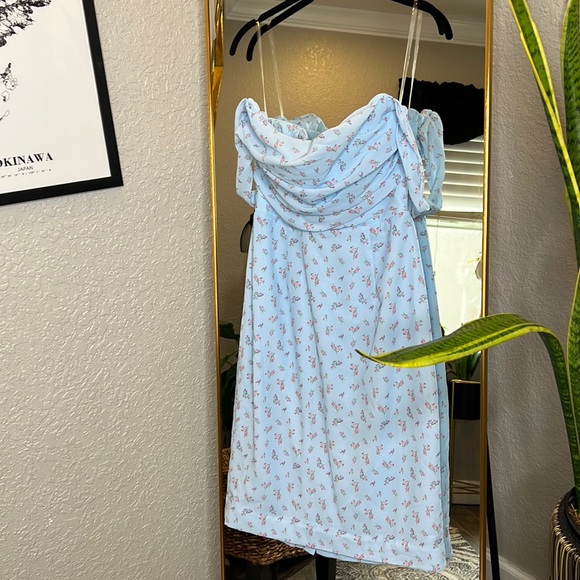 RARE HOUSE OF CB 'Bellina' Blue Floral Corset Midi Dress NWOT - Picture 10 of 12